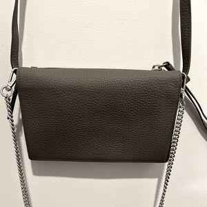 NWOT ALLSAINTS Pebbled Leather Chain Strap Crossbody in Gray (OS)